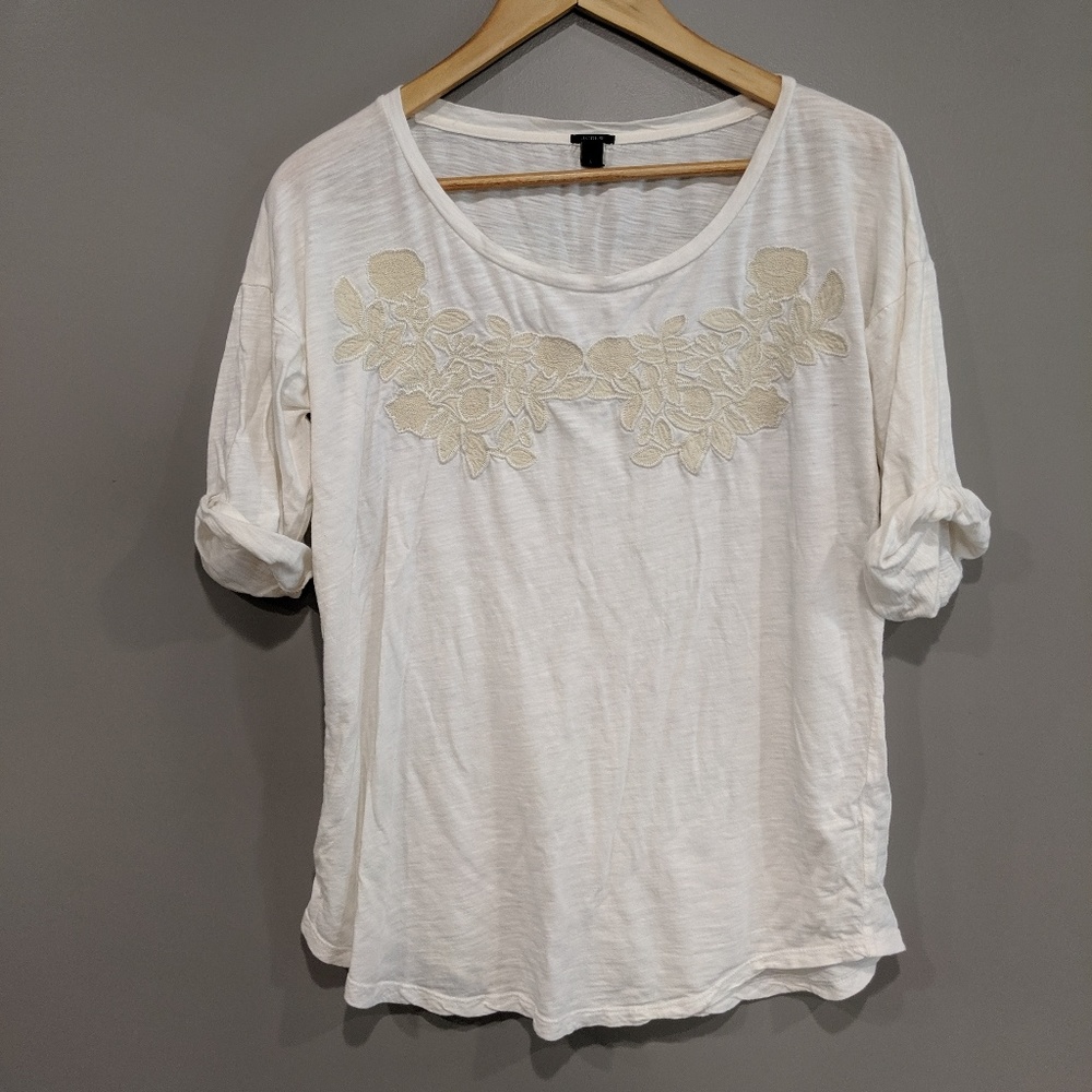 J.Crew white 3/4 length shirt